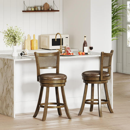 Dreamade 25" Swivel Bar Stools Set of 2/4 with Footrest & Rubber Wood Frame