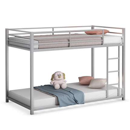 Classic Bunk Bed Frame with Safety Guard Rails & Side Ladder