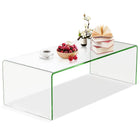 Dreamade 42 x 19.7 Inch Clear Tempered Glass Coffee Table with Rounded Edges