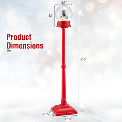 Dreamade 5 Ft Christmas Snow Globe Lantern | Musical Snowy Globe Street Lamp