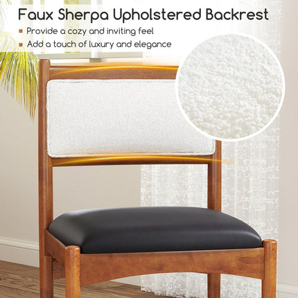 Dreamade Wooden Dining Chairs, Upholstered Kitchen Chairs w/Rubber Wood Frame & Faux Leather Padded Seat