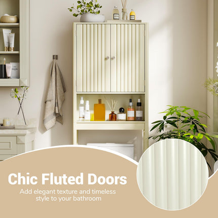 Dreamade Over The Toilet Storage Cabinet with Fluted Doors