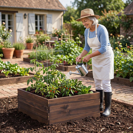 Dreamade 23" x 23" Square Wooden Raised Garden Bed (1/2)