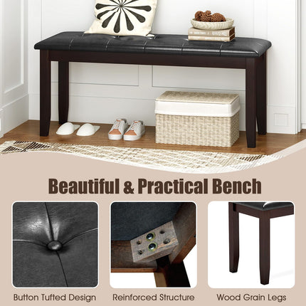 Dreamade Button-Tufted Dining Bench, 45.5” PU Leather Upholstered Bench w/Loads 400 Lbs