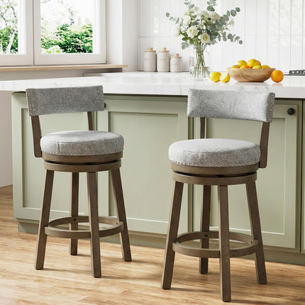 Dreamade Swivel Bar Stool | 27" Counter Height Stool with Linen Fabric Upholstered Seat & Back