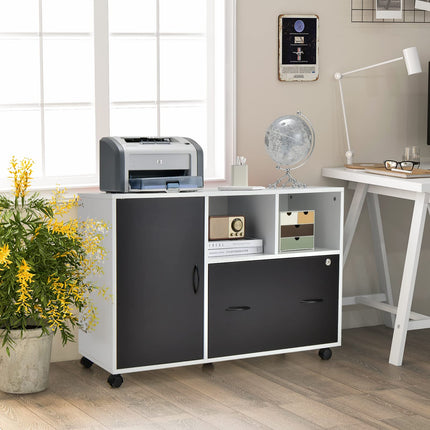Dreamade Mobile File Cabinet on Wheels - Lateral Filing Cabinet w/Drawer