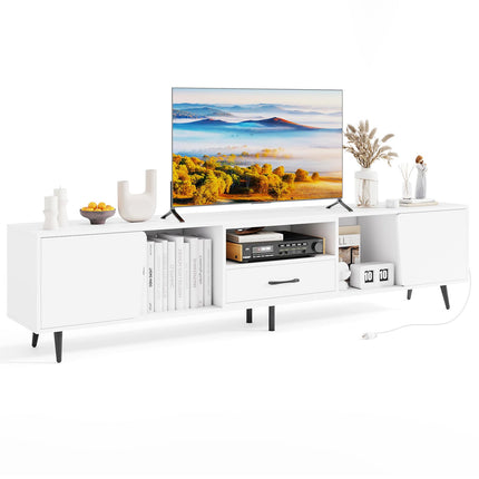 Dreamade 79" White TV Stand with Power Outlets