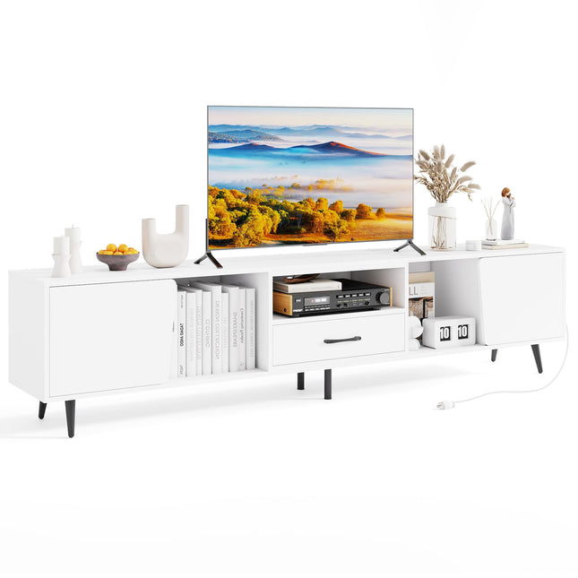 Dreamade 79" White TV Stand with Power Outlets