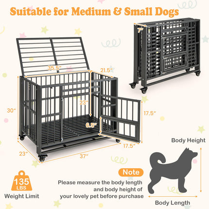Dreamade Foldable Metal Dog Crate - Heavy Duty Dog Cage