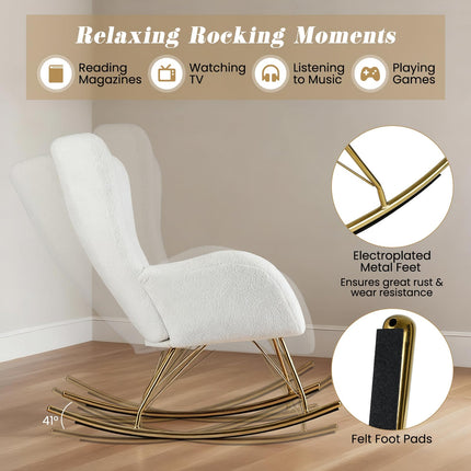 Dreamade Rocking Chair Nursery Upholstered Glider Rocker w/Curved Backrest & Armrests