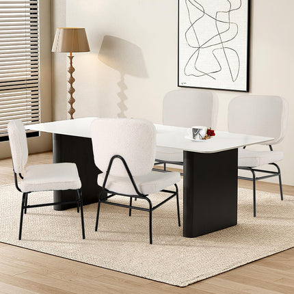 Dreamade Modern Armless Accent Chair - Sherpa Reading Chair with Sponge Padding