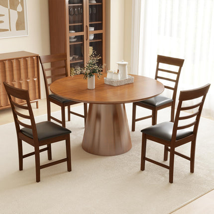 Dreamade Wooden Dining Chairs Set of 2/4, PU Leather Upholstered Kitchen Chairs w/Rubber Wood Frame