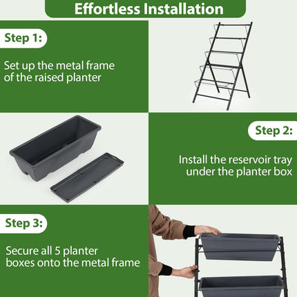 Dreamade 5-Tier Vertical Garden Planter Set 1/2 Raised Garden Bed w/Drainage