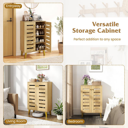 Dreamade Shoe Cabinet with Doors 4-Tier Freestanding Shoe Organizer Cabinet
