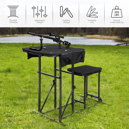 DREAMADE Foldable Shooting Bench, Portable Table, Padded Seat & Gun Rest