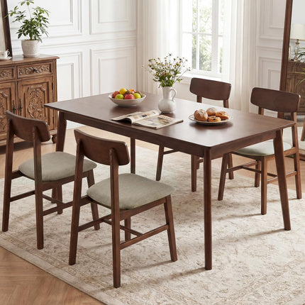 Dreamade Solid Rubber Wood Dining Room Chairs with Curved Backrest