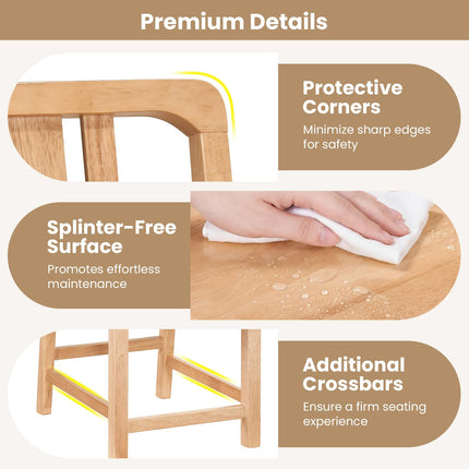 Dreamade Rubber Wood Kitchen Chairs with Hollowed Backrest