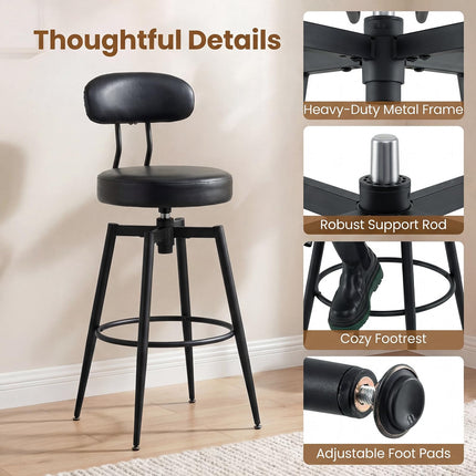 Dreamade Swivel Barstools Set of 2/4 Faux Leather 31 Inch Bar Height Stools w/Upholstered Seat & Back