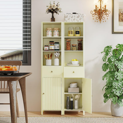 Dreamade 67 Inch Tall Bathroom Cabinet, Narrow Floor Cabinet with Fluted Door