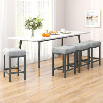 Dreamade Counter Height Bar Stools Set of 2/4, 24.5" Backless Linen Fabric Bar Saddle Stools w/Solid Rubber Wood Frame & Footrest