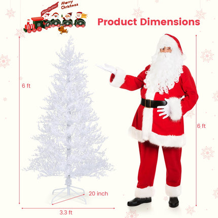 Dreamade 6ft Pre-Lit Artificial Christmas Tree with 300 Multi-Color & Warm-White Fairy LED Lights