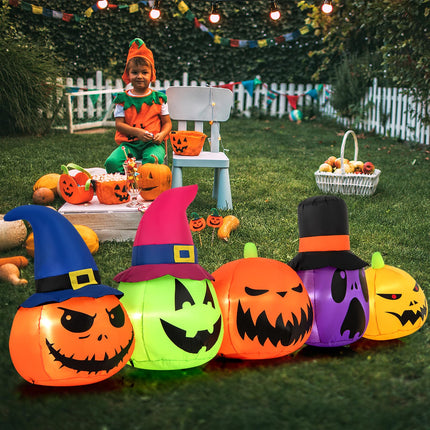 DREAMADE 9 FT Lighted Halloween Inflatable Pumpkin Patch with Witch Hats