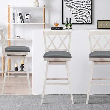 Dreamade Bar Stool with Foot Rest Upholstered Cushion & Ergonomic Backrest