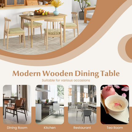 Dreamade 48" L Rectangular Wooden Dining Table, Solid Rubber Wood Kitchen Table (Natural)