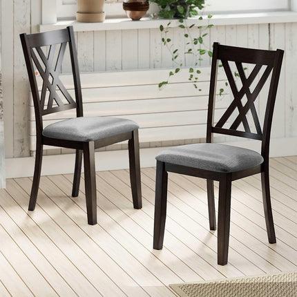Dreamade Linen Fabric Upholstered Wooden Dining Chair Set of 2/4 with Rubber Wood Frame for Dining Room