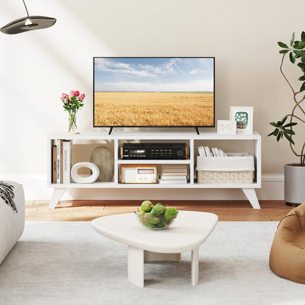 Dreamade TV Stand for TVs up to 55", 4-Cubby Entertainment Center