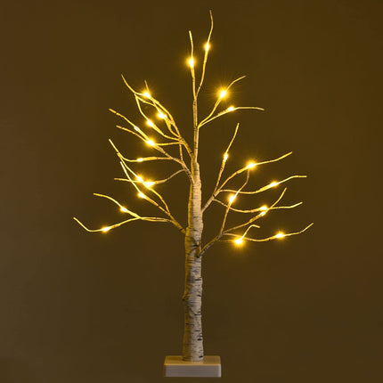 Dreamade 2FT Lighted Birch Tree, Artificial Small Tree White Christmas Tree - DreamadeUS