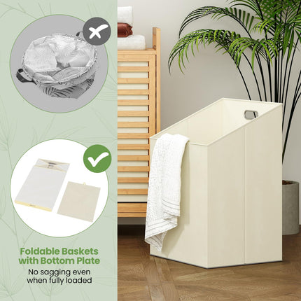 Dreamade 20 Gal Bamboo Tilt Out Laundry Hamper with 2 Removable & Foldable Fabric Bins