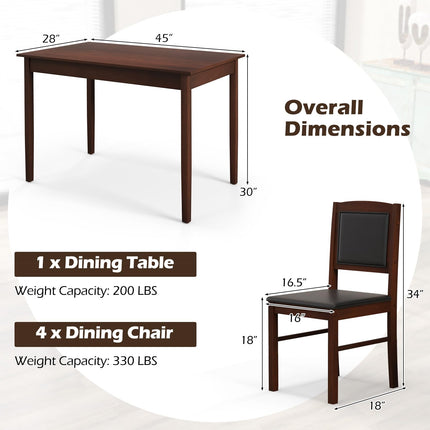 Dreamade 5-Piece Dining Table Set for 4 - Breakfast Nook Table Set with Kitchen Table