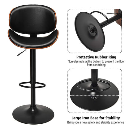Dreamade Bar Stools Set of 2, Adjustable Swivel Barstools with Back