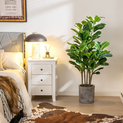 Dreamade Fake Fiddle Leaf Fig Tree, 2-Pack 51'' Tall Artificial Tree Greenery Plants in Pots W/100 Leaves - DreamadeUS