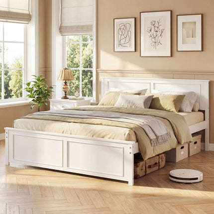Dreamade Wood Queen/Full/Twin Size Farmhouse Solid Platform Bed