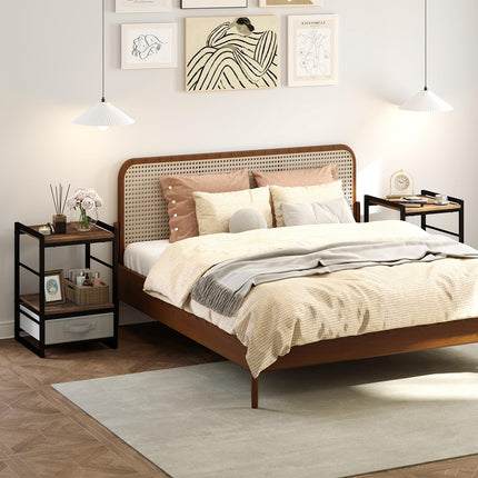Dreamade Industrial Nightstand with Storage Drawer for Bedroom