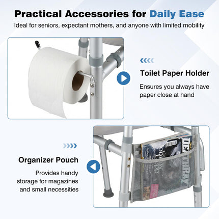 Dreamade Raised Toilet Seat with Handles | Toilet Seat Riser for Seniors w/Padded Arms