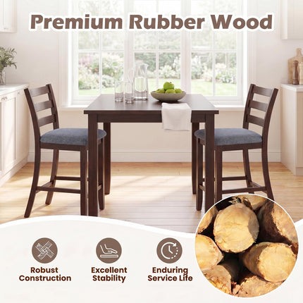 Dreamade 26 Inch Farmhouse Upholstered Wooden Barstools with Footrest (2/4)