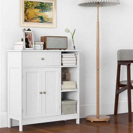 Dreamade Bathroom Storage Cabinet with Drawer - Floor Cabinet w/ 3 Open Shelves