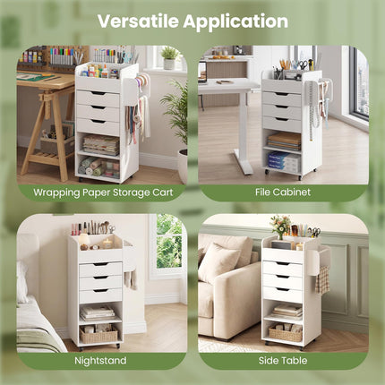 Dreamade Craft Storage Cart - Utility Organizer Cart with 3 Drawers