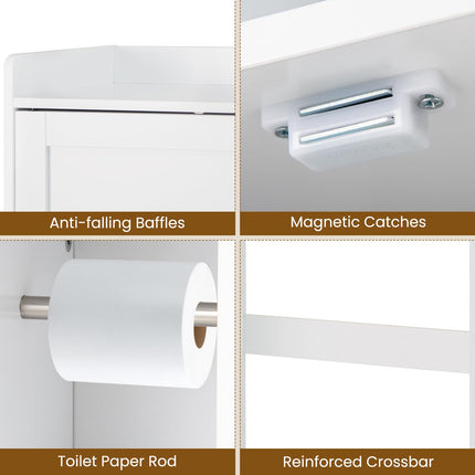 Dreamade Over The Toilet Storage Cabinet Standing Toilet Rack with Sliding Door