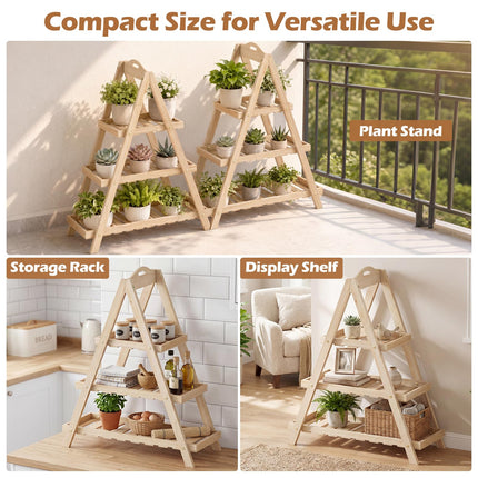 Dreamade 3-Tier Plant Stand Indoor | 28.5" Wood Flower Pot Plant Display Shelf