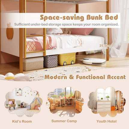Dreamade Wood Twin Over Twin Bunk Bed