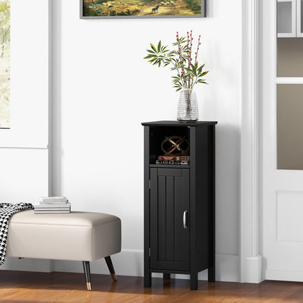 Dreamade Narrow Bathroom Storage Cabinet - Corner Unit with Open Compartment, Adjustable Shelf