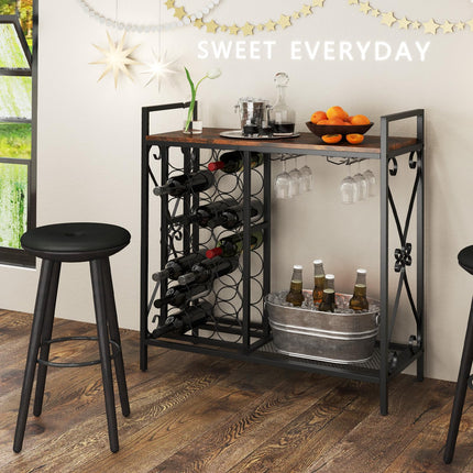 Dreamade Wine Bar Table with 6 Glass Wine Glass Holder