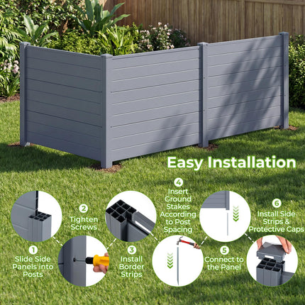 Dreamade No-Dig Air Conditioner Fence with Metal Stakes 48''W x 36''H