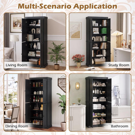 Dreamade 72.5'' Kitchen Pantry Cabinet w/4 Doors & 2 Adjustable Shelves
