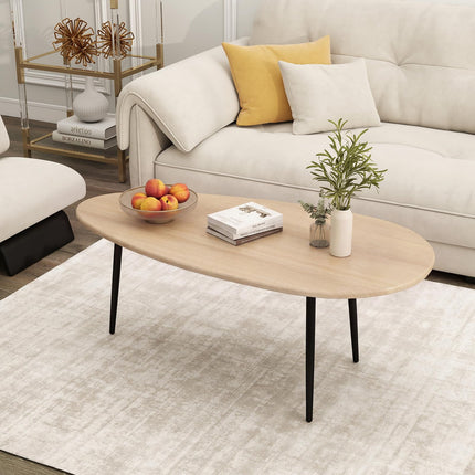 Dreamade Oval Mid Century Modern Coffee Table Sturdy Metal Frame and Compact Design