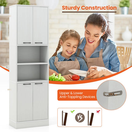 Dreamade Kitchen Pantry Cabinet, 75” Tall Freestanding Cupboard with Doors & Shelves
